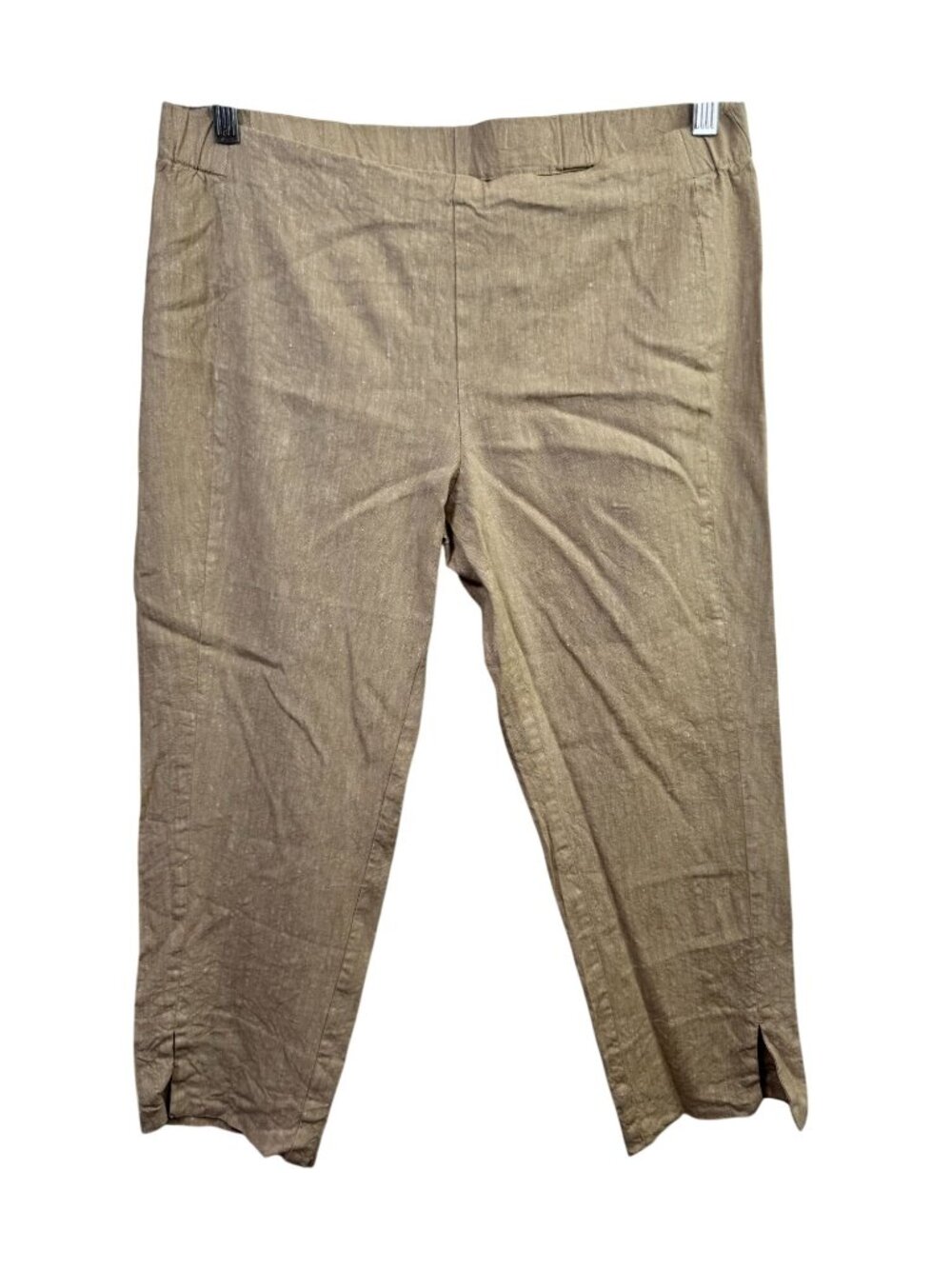 J.Jill Women Linen Stretch Cropped Pants Tan Beige Size Medium Pullon Minimalist
